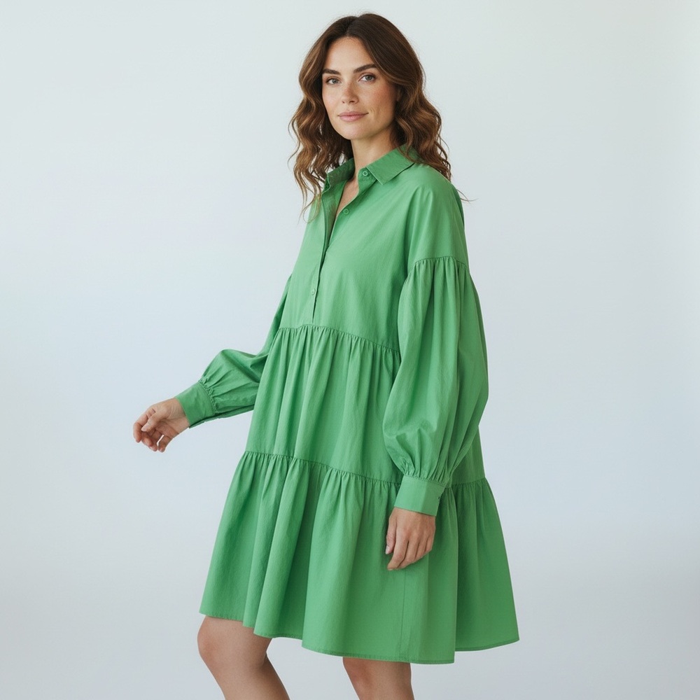 Oak + Fort pistachio Green Tiered mini Dress, Size Small, NWOTS